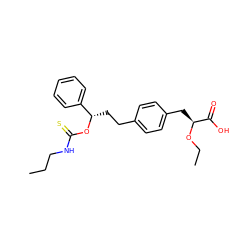 CCCNC(=S)O[C@@H](CCc1ccc(C[C@H](OCC)C(=O)O)cc1)c1ccccc1 ZINC000028822015