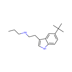 CCCNCCc1c[nH]c2ccc(C(C)(C)C)cc12 ZINC000013782886