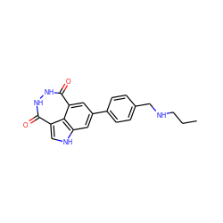 CCCNCc1ccc(-c2cc3[nH]cc4c(=O)[nH][nH]c(=O)c(c2)c34)cc1 ZINC000473081393