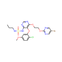 CCCNS(=O)(=O)Nc1ncnc(OCCOc2ncc(Br)cn2)c1Oc1cc(OC)ccc1Cl ZINC000095553680