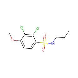 CCCNS(=O)(=O)c1ccc(OC)c(Cl)c1Cl ZINC000002179455