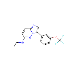 CCCNc1ccc2ncc(-c3cccc(OC(F)(F)F)c3)n2n1 ZINC000073292370