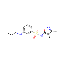 CCCNc1cccc(S(=O)(=O)Nc2onc(C)c2C)c1 ZINC000013741044