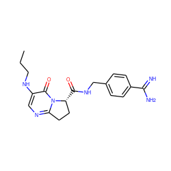 CCCNc1cnc2n(c1=O)[C@H](C(=O)NCc1ccc(C(=N)N)cc1)CC2 ZINC000038544001