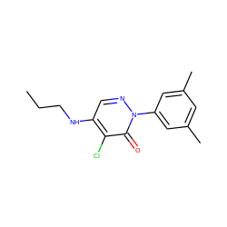 CCCNc1cnn(-c2cc(C)cc(C)c2)c(=O)c1Cl ZINC000261164507