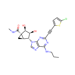 CCCNc1nc(C#Cc2ccc(Cl)s2)nc2c1ncn2[C@H]1[C@H](O)[C@H](O)[C@]2(C(=O)NC)C[C@H]12 ZINC000473134466