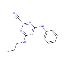 CCCNc1nc(C#N)nc(Nc2ccccc2)n1 ZINC000013831198