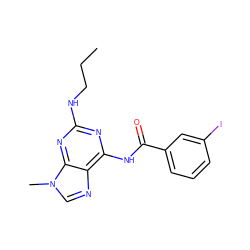 CCCNc1nc(NC(=O)c2cccc(I)c2)c2ncn(C)c2n1 ZINC000029411015