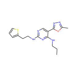 CCCNc1nc(NCCc2cccs2)ncc1-c1nnc(C)o1 ZINC000045497555