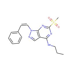 CCCNc1nc(S(C)(=O)=O)nc2c1cnn2/C=C\c1ccccc1 ZINC000071316497