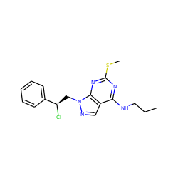 CCCNc1nc(SC)nc2c1cnn2C[C@@H](Cl)c1ccccc1 ZINC000013589887