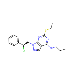 CCCNc1nc(SCC)nc2c1cnn2C[C@@H](Cl)c1ccccc1 ZINC000013682739