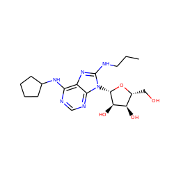 CCCNc1nc2c(NC3CCCC3)ncnc2n1[C@@H]1O[C@H](CO)[C@@H](O)[C@H]1O ZINC000012405964