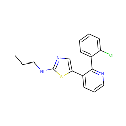 CCCNc1ncc(-c2cccnc2-c2ccccc2Cl)s1 ZINC000473113143