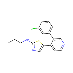 CCCNc1ncc(-c2ccncc2-c2cccc(Cl)c2)s1 ZINC000473118628