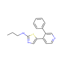 CCCNc1ncc(-c2ccncc2-c2ccccc2)s1 ZINC000473124751