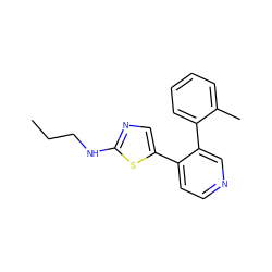 CCCNc1ncc(-c2ccncc2-c2ccccc2C)s1 ZINC000473112263