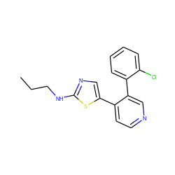 CCCNc1ncc(-c2ccncc2-c2ccccc2Cl)s1 ZINC000473119830