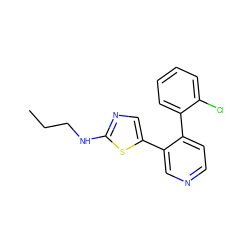 CCCNc1ncc(-c2cnccc2-c2ccccc2Cl)s1 ZINC000473113525