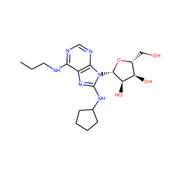 CCCNc1ncnc2c1nc(NC1CCCC1)n2[C@@H]1O[C@H](CO)[C@@H](O)[C@H]1O ZINC000013755467