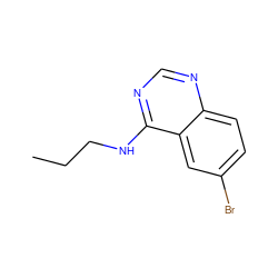 CCCNc1ncnc2ccc(Br)cc12 ZINC000001778621