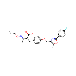 CCCO/N=C(\C)[C@@H](Cc1ccc(OCc2nc(-c3ccc(F)cc3)oc2C)cc1)C(=O)O ZINC000028702636