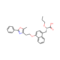 CCCO[C@@H](Cc1ccc(OCCc2nc(-c3ccccc3)oc2C)c2ccccc12)C(=O)O ZINC000040938625