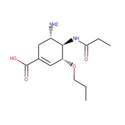 CCCO[C@@H]1C=C(C(=O)O)C[C@H](N)[C@H]1NC(=O)CC ZINC000014944900