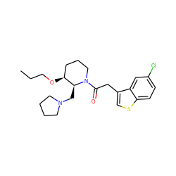 CCCO[C@H]1CCCN(C(=O)Cc2csc3ccc(Cl)cc23)[C@H]1CN1CCCC1 ZINC000029042992