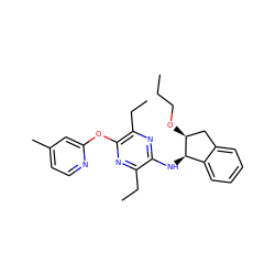 CCCO[C@H]1Cc2ccccc2[C@H]1Nc1nc(CC)c(Oc2cc(C)ccn2)nc1CC ZINC000028956414