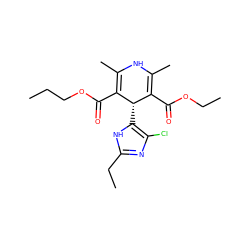 CCCOC(=O)C1=C(C)NC(C)=C(C(=O)OCC)[C@@H]1c1[nH]c(CC)nc1Cl ZINC000035847719