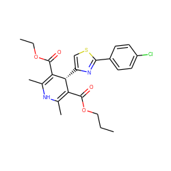 CCCOC(=O)C1=C(C)NC(C)=C(C(=O)OCC)[C@@H]1c1csc(-c2ccc(Cl)cc2)n1 ZINC000103280972