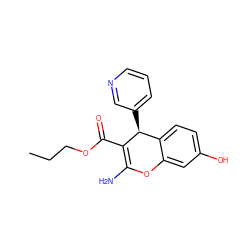 CCCOC(=O)C1=C(N)Oc2cc(O)ccc2[C@@H]1c1cccnc1 ZINC000103253010