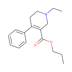 CCCOC(=O)C1=C(c2ccccc2)CCN(CC)C1 ZINC000013782793