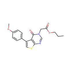 CCCOC(=O)Cn1cnc2scc(-c3ccc(OC)cc3)c2c1=O ZINC000001778444