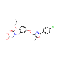 CCCOC(=O)N(CC(=O)O)Cc1cccc(OCc2nc(-c3ccc(Cl)cc3)oc2C)c1 ZINC000049112578