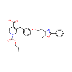 CCCOC(=O)N1CCC(C(=O)O)=C(Cc2cccc(OCCc3nc(-c4ccccc4)oc3C)c2)C1 ZINC000029045250