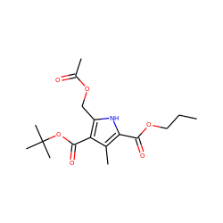 CCCOC(=O)c1[nH]c(COC(C)=O)c(C(=O)OC(C)(C)C)c1C ZINC000013533451