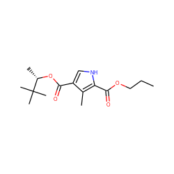 CCCOC(=O)c1[nH]cc(C(=O)O[C@@H](C)C(C)(C)C)c1C ZINC000026185712