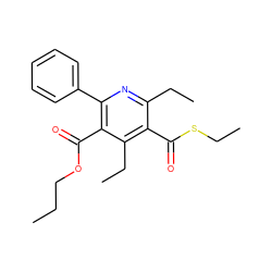 CCCOC(=O)c1c(-c2ccccc2)nc(CC)c(C(=O)SCC)c1CC ZINC000013672350