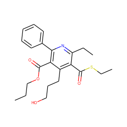 CCCOC(=O)c1c(-c2ccccc2)nc(CC)c(C(=O)SCC)c1CCCO ZINC000013672221