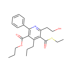 CCCOC(=O)c1c(-c2ccccc2)nc(CCO)c(C(=O)SCC)c1CCC ZINC000013794214