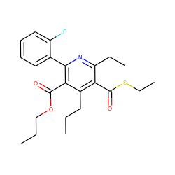 CCCOC(=O)c1c(-c2ccccc2F)nc(CC)c(C(=O)SCC)c1CCC ZINC000013672396