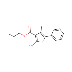 CCCOC(=O)c1c(N)sc(-c2ccccc2)c1C ZINC000045259505