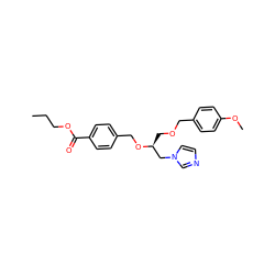 CCCOC(=O)c1ccc(CO[C@@H](COCc2ccc(OC)cc2)Cn2ccnc2)cc1 ZINC000029341734