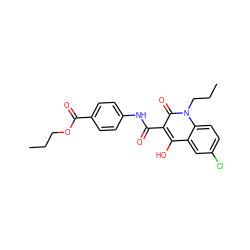 CCCOC(=O)c1ccc(NC(=O)c2c(O)c3cc(Cl)ccc3n(CCC)c2=O)cc1 ZINC001772601857