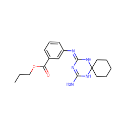 CCCOC(=O)c1cccc(/N=C2\N=C(N)NC3(CCCCC3)N2)c1 ZINC000095617477