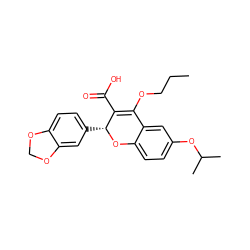 CCCOC1=C(C(=O)O)[C@@H](c2ccc3c(c2)OCO3)Oc2ccc(OC(C)C)cc21 ZINC000013473435