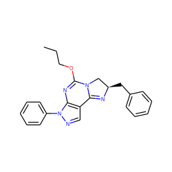 CCCOC1=Nc2c(cnn2-c2ccccc2)C2=N[C@H](Cc3ccccc3)CN12 ZINC000026977254