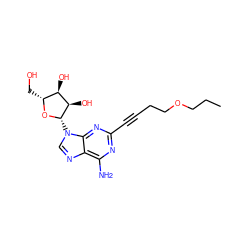 CCCOCCC#Cc1nc(N)c2ncn([C@@H]3O[C@H](CO)[C@@H](O)[C@H]3O)c2n1 ZINC000012405276